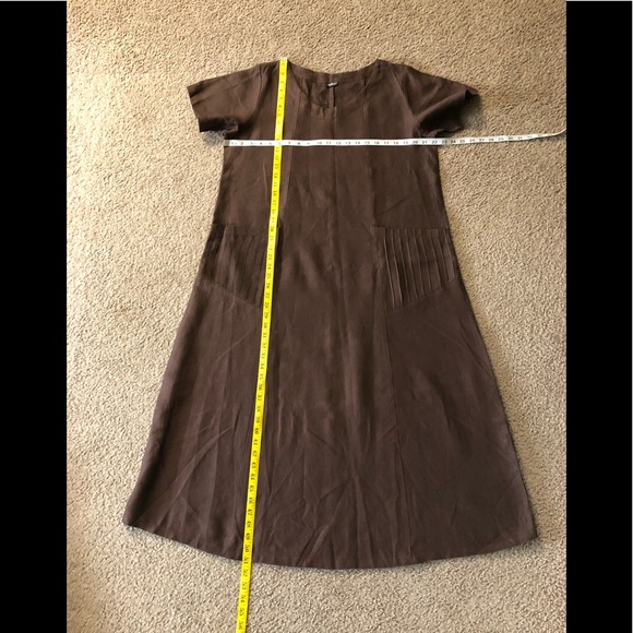 Amélline Linen Blend Chic Long Dress Size L Casual Offially Workwear Pockets - Picture 5 of 12